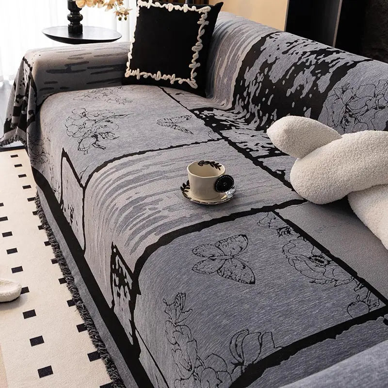 Pet Friendly Chenille Couch Cover – Thousand Ink Design Gray