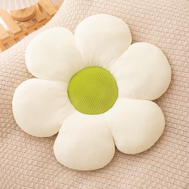 Soft Flower Cushion Pillow White green