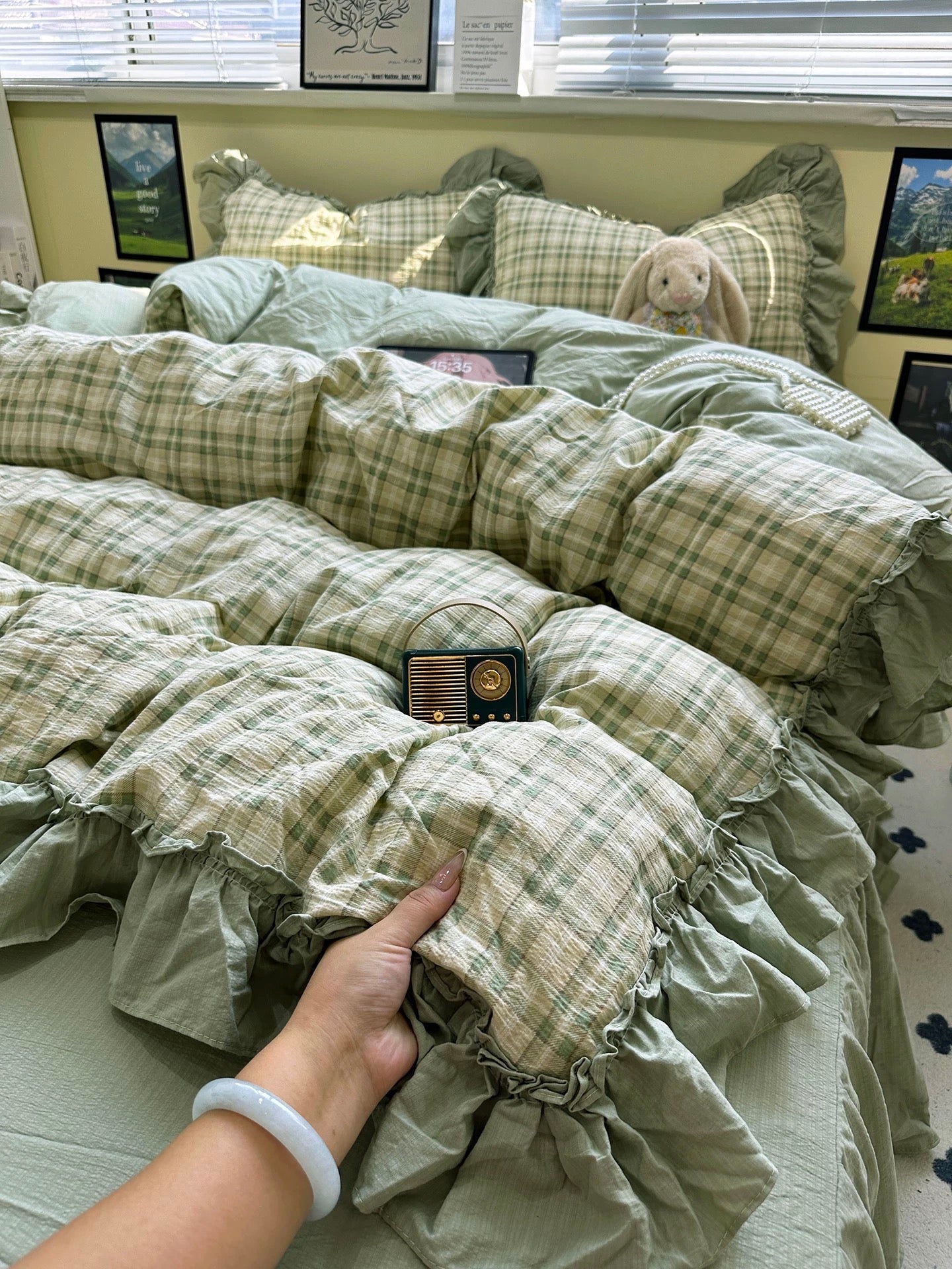Coquette Red Plaid Ruffle Bedding Set