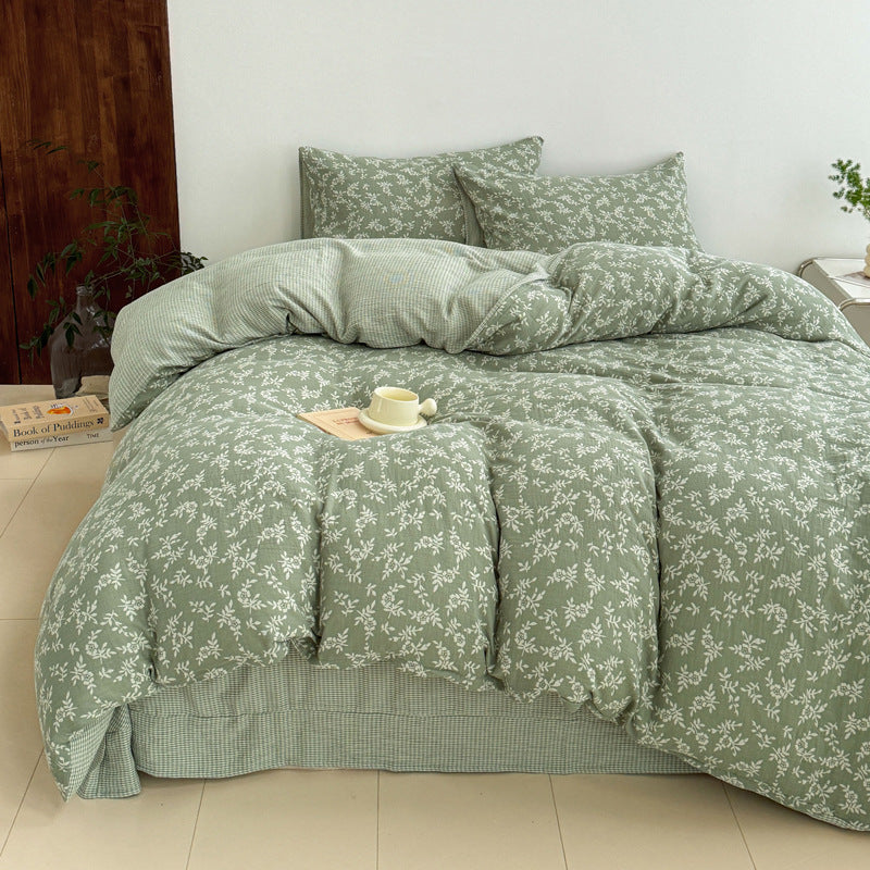 Jacquard Cotton Duvet Cover — Woven Leaf Pattern