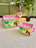 Plush Gingham Storage Basket
