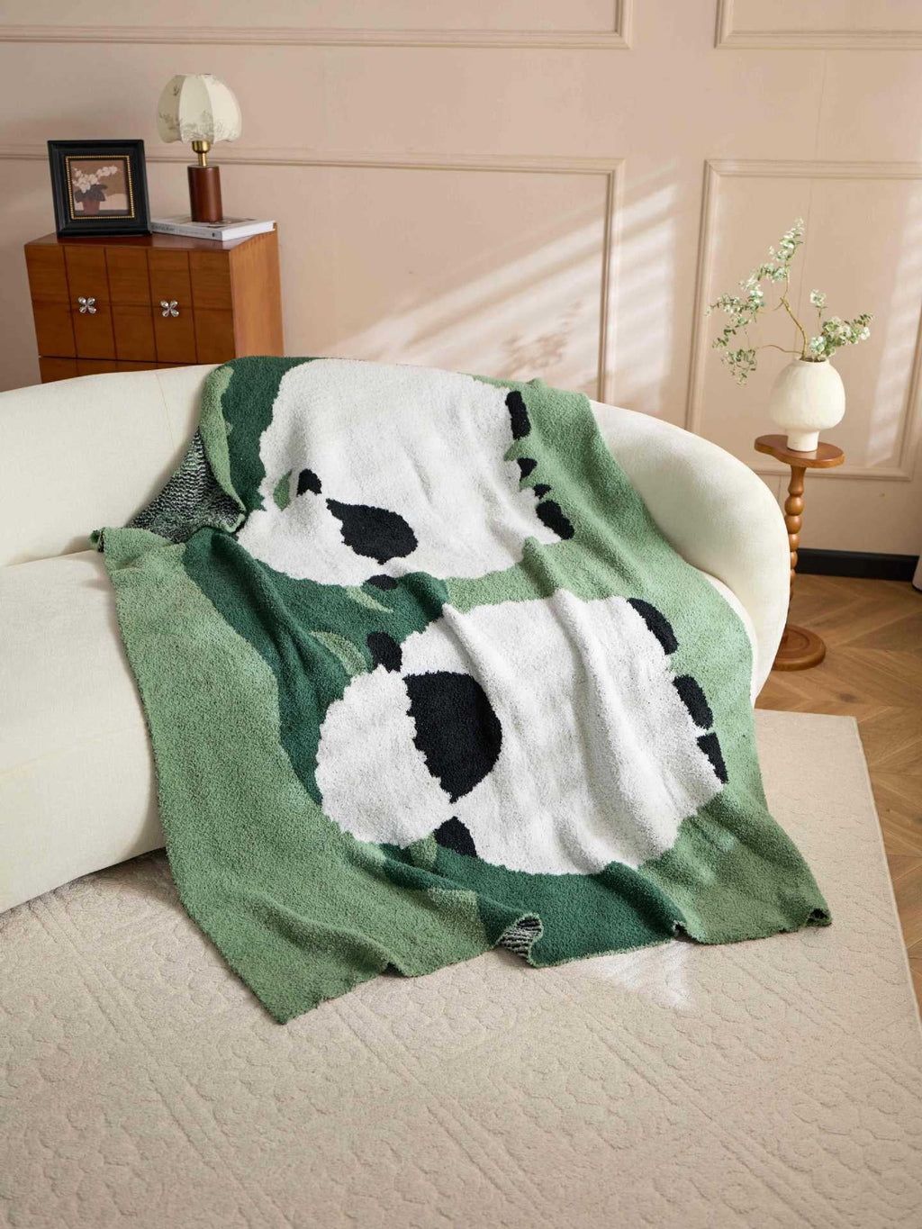 Green Sheep Plush Throw Blanket