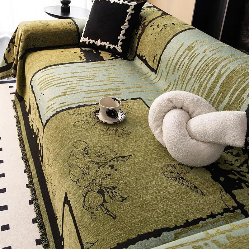 Pet Friendly Chenille Couch Cover – Thousand Ink Design Green