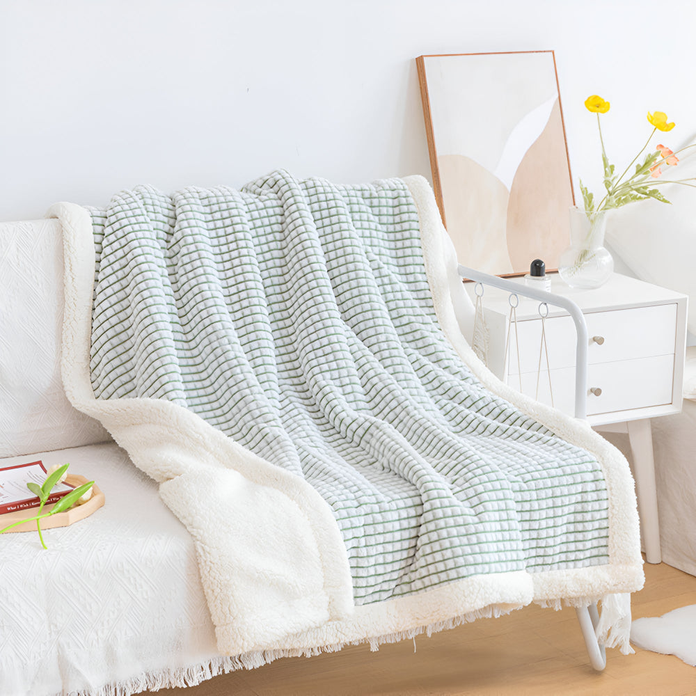 Warm Waffle Sherpa Blanket Emerald