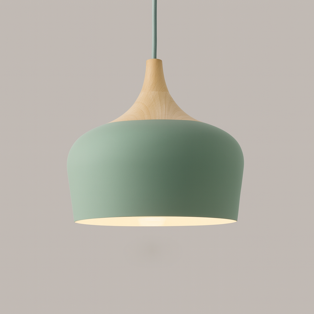 Soft Pastel Palette Pendant Lights in Metal & Wood - Final Sale Dome M Green