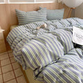 Sage Green Striped Duvet Cover Set