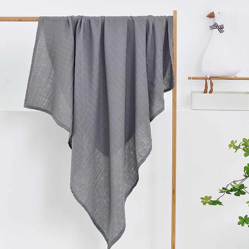 Solid-Color Cotton Muslin Baby Swaddle Blanket – 43" x 51" Grey
