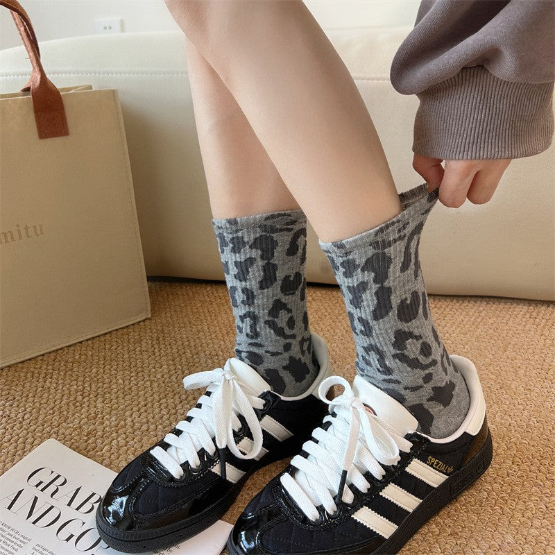 Women's Leopard Print Crew Socks
