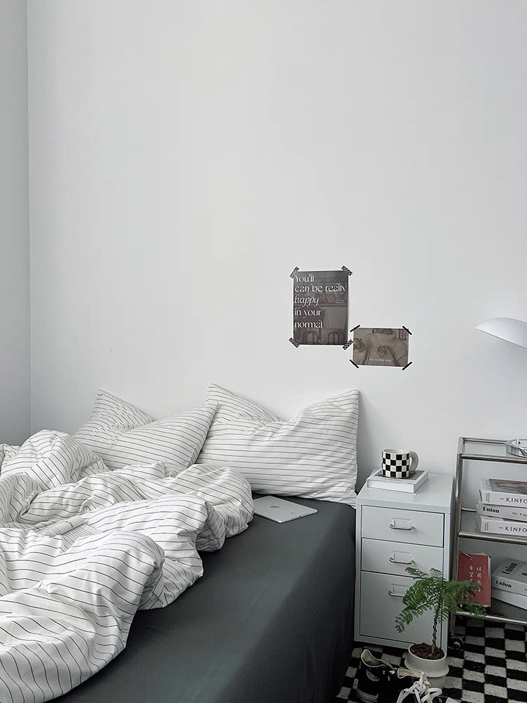 White & Black Striped Bedding Set