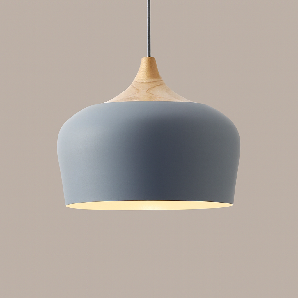 Soft Pastel Palette Pendant Lights in Metal & Wood - Final Sale Dome M Grey