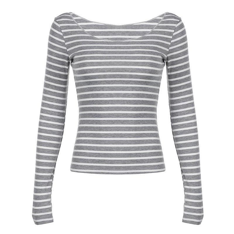 Grunge Striped Long Sleeve Grey