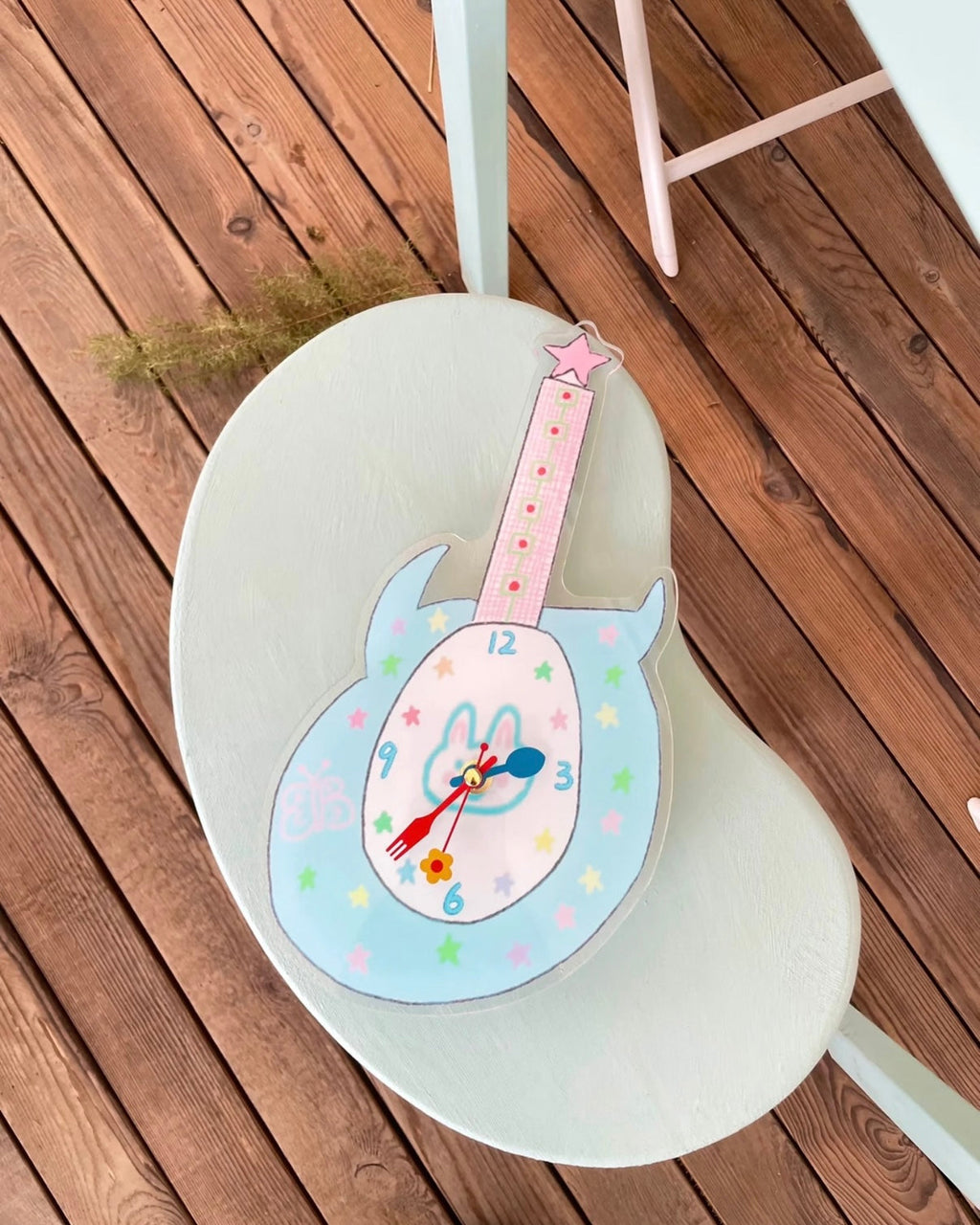 Pastel Guitar Wall Clock
