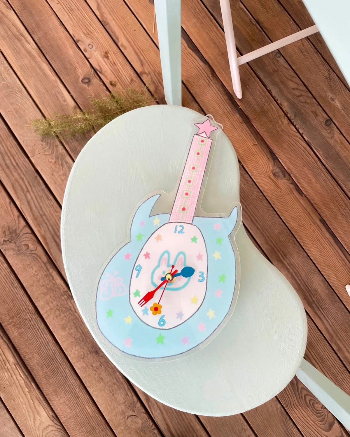 Pastel Guitar Wall Clock