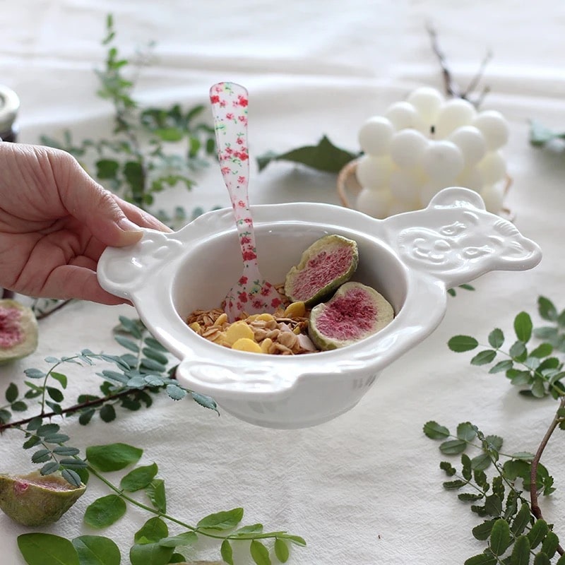 Ceramic Bear Bowl White