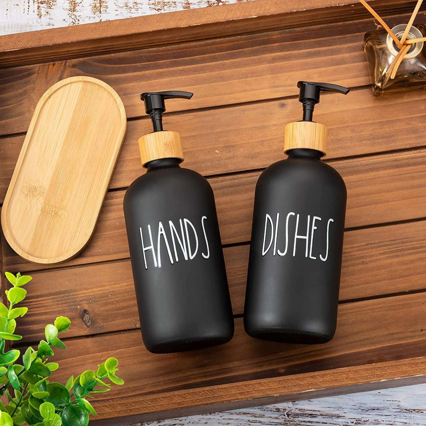 Soap Dispenser Set - Hands & Dishes Black Set