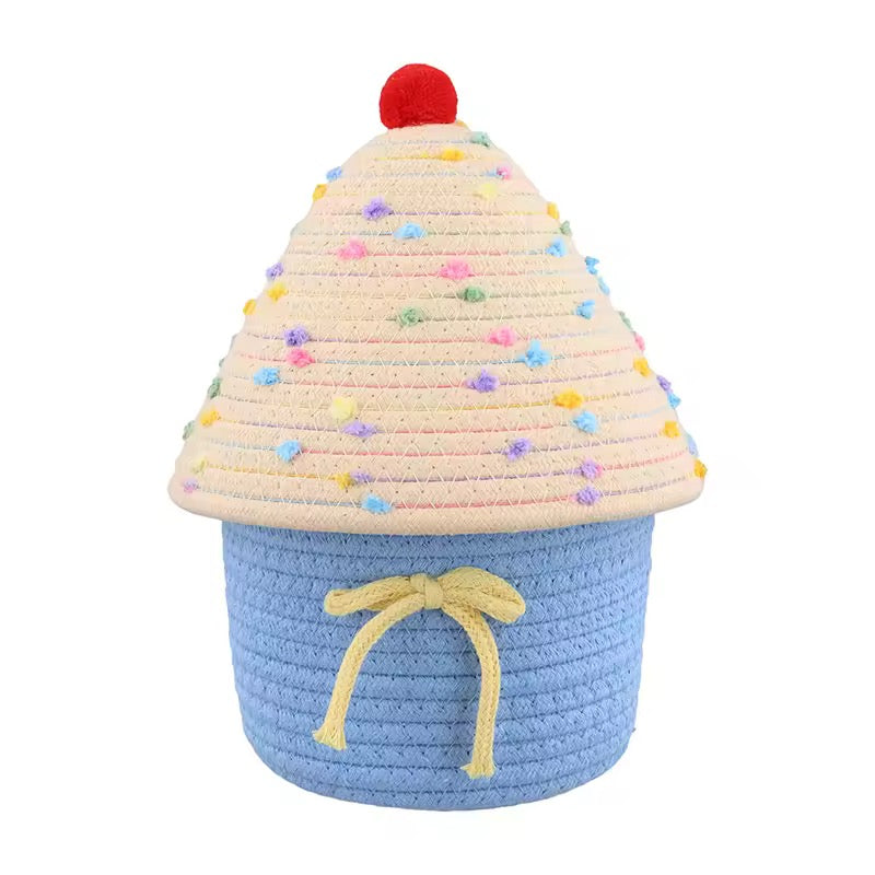 Kawaii House-Shaped Storage Basket Blue