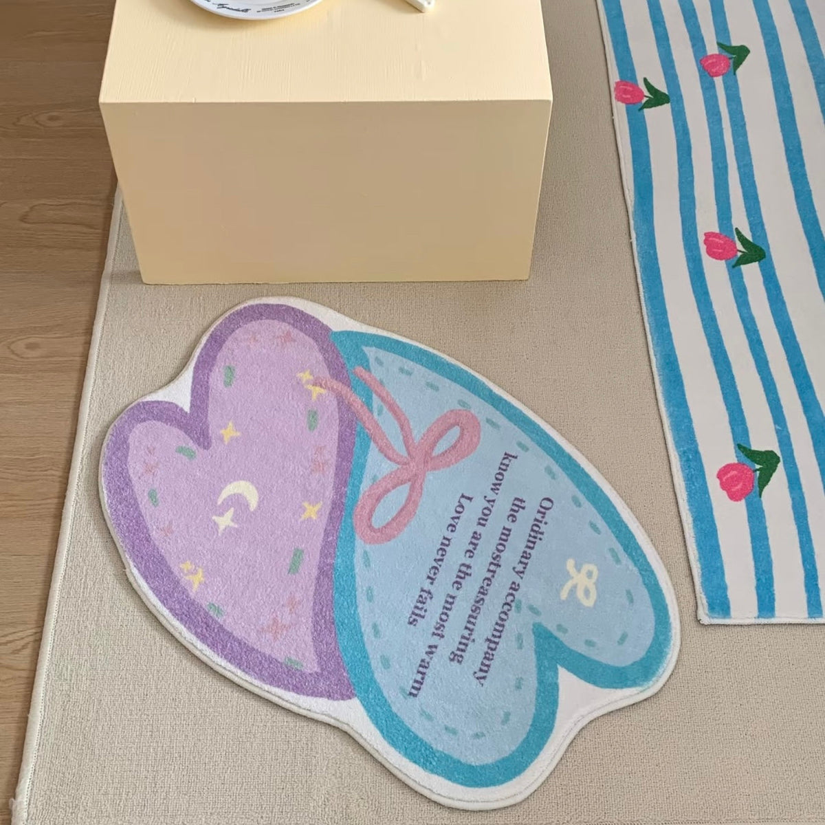 Pastel Butterfly & Heart Bath Mat