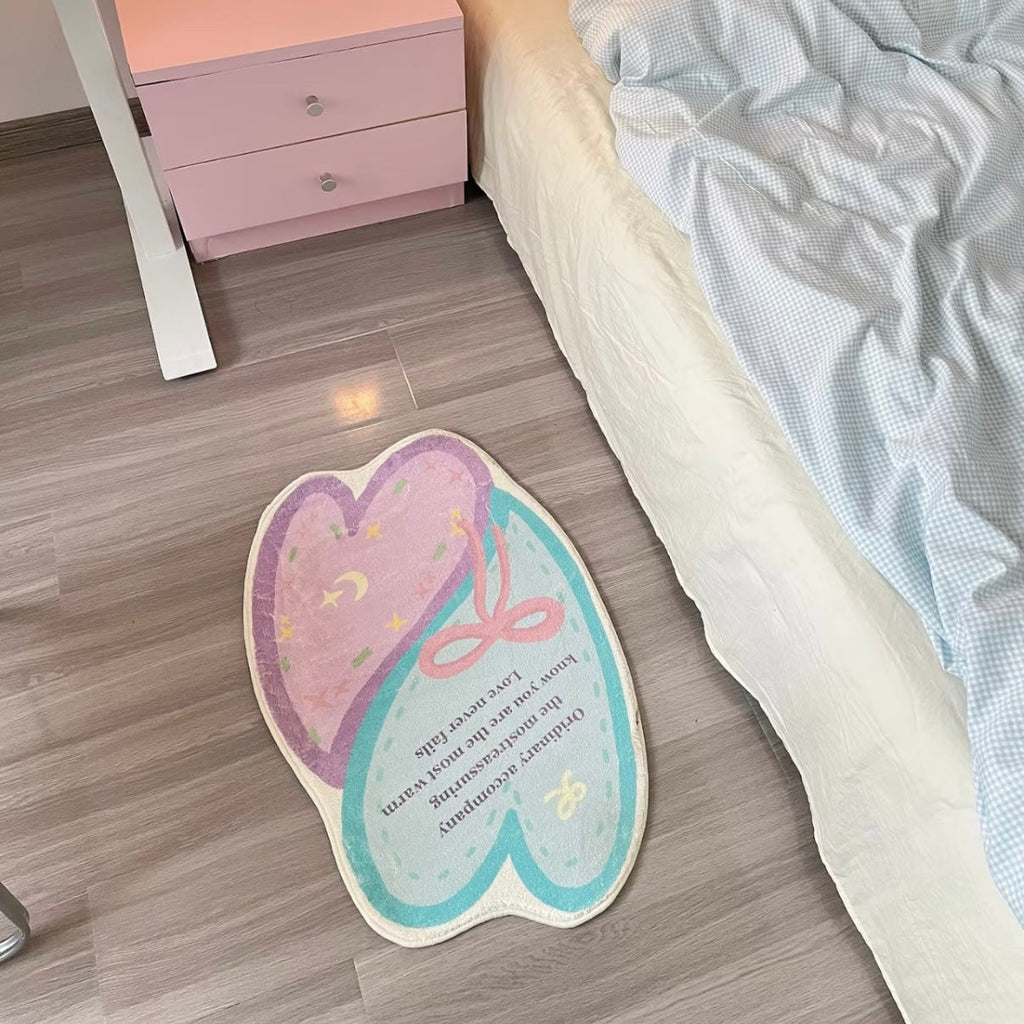 Pastel Butterfly & Heart Bath Mat