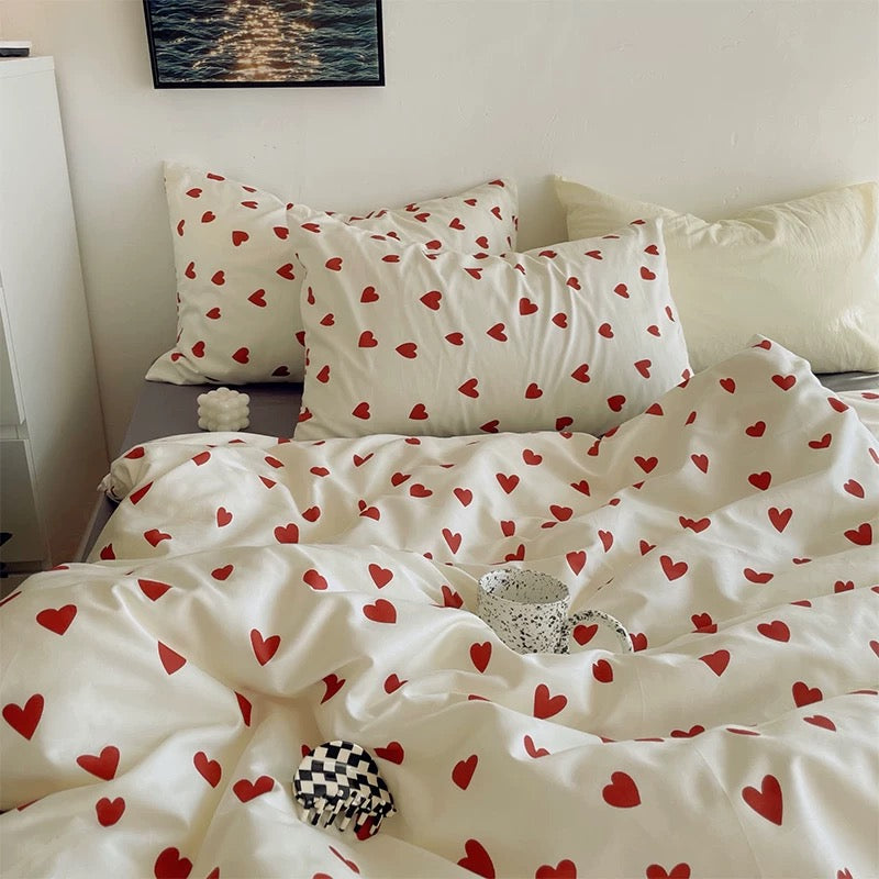 Heart Print Duvet Cover Set