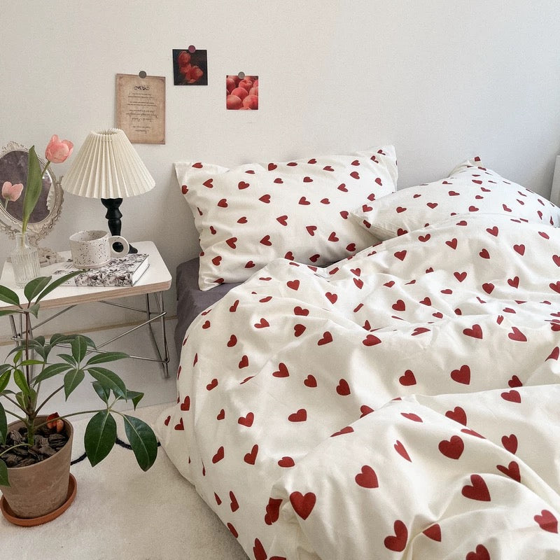 Heart Print Duvet Cover Set