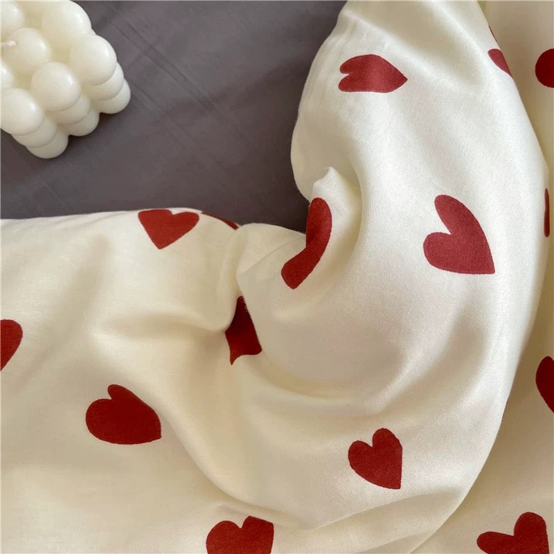 Heart Print Duvet Cover Set