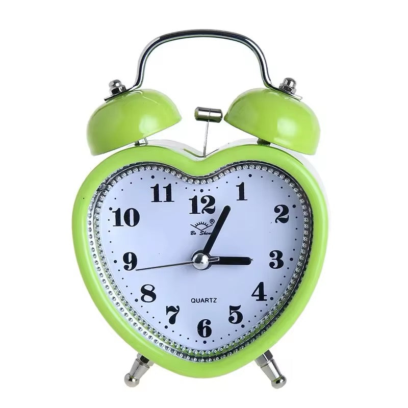 Heart Pink Alarm Clock Green