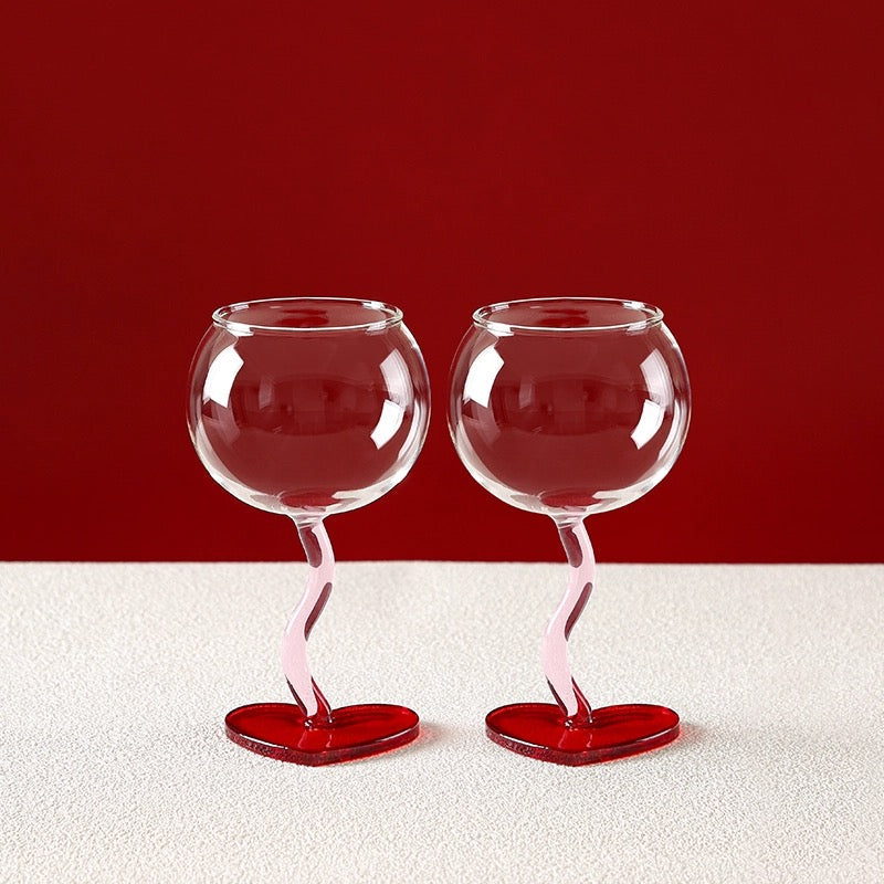 Aesthetic Heart Shaped Wine Glass 2 pcs
