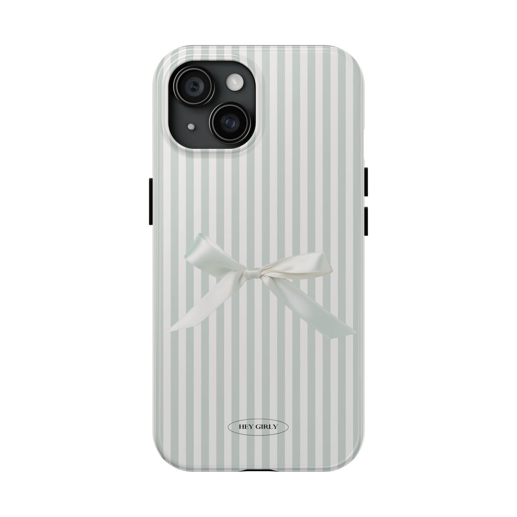 Gray Bow Striped iPhone Case