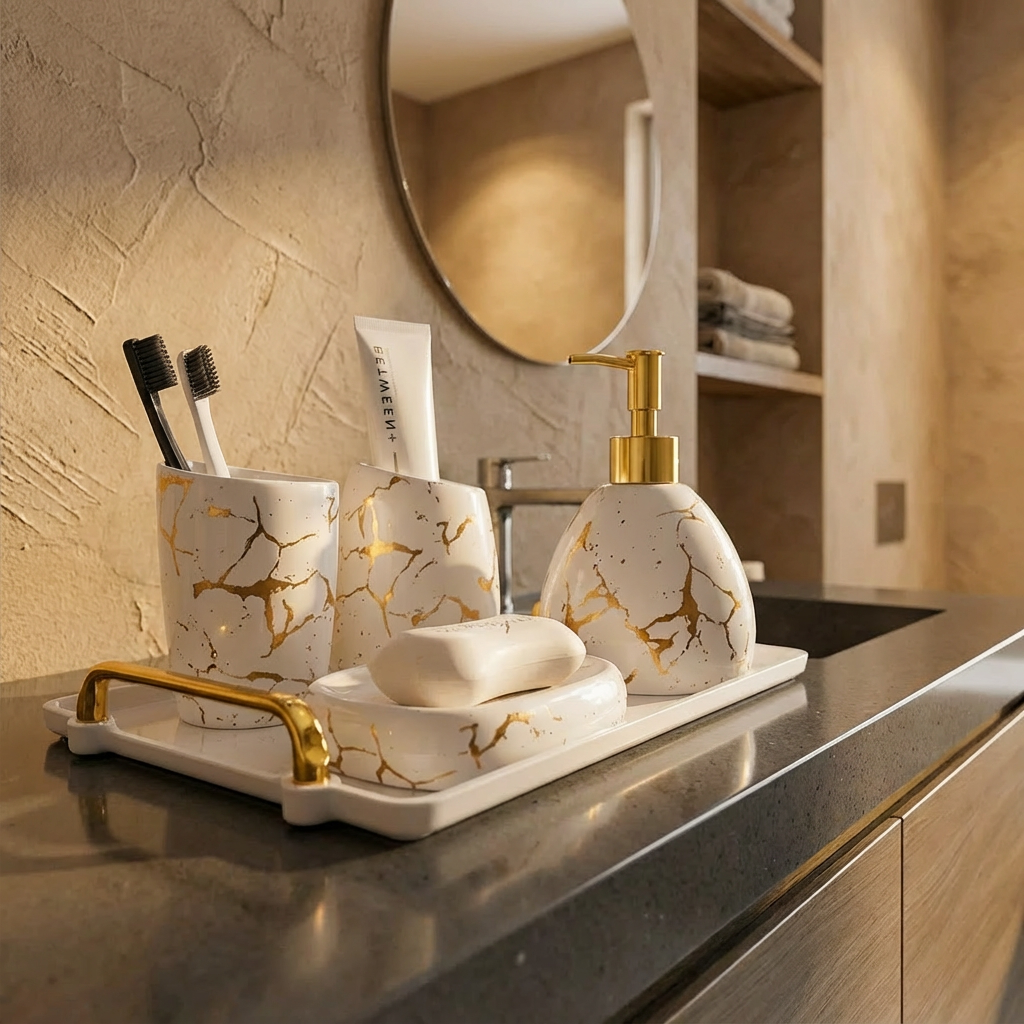 Marble Bliss 5-Piece Bathroom Set