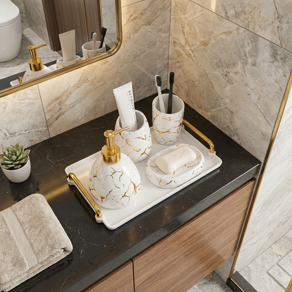Marble Bliss 5-Piece Bathroom Set