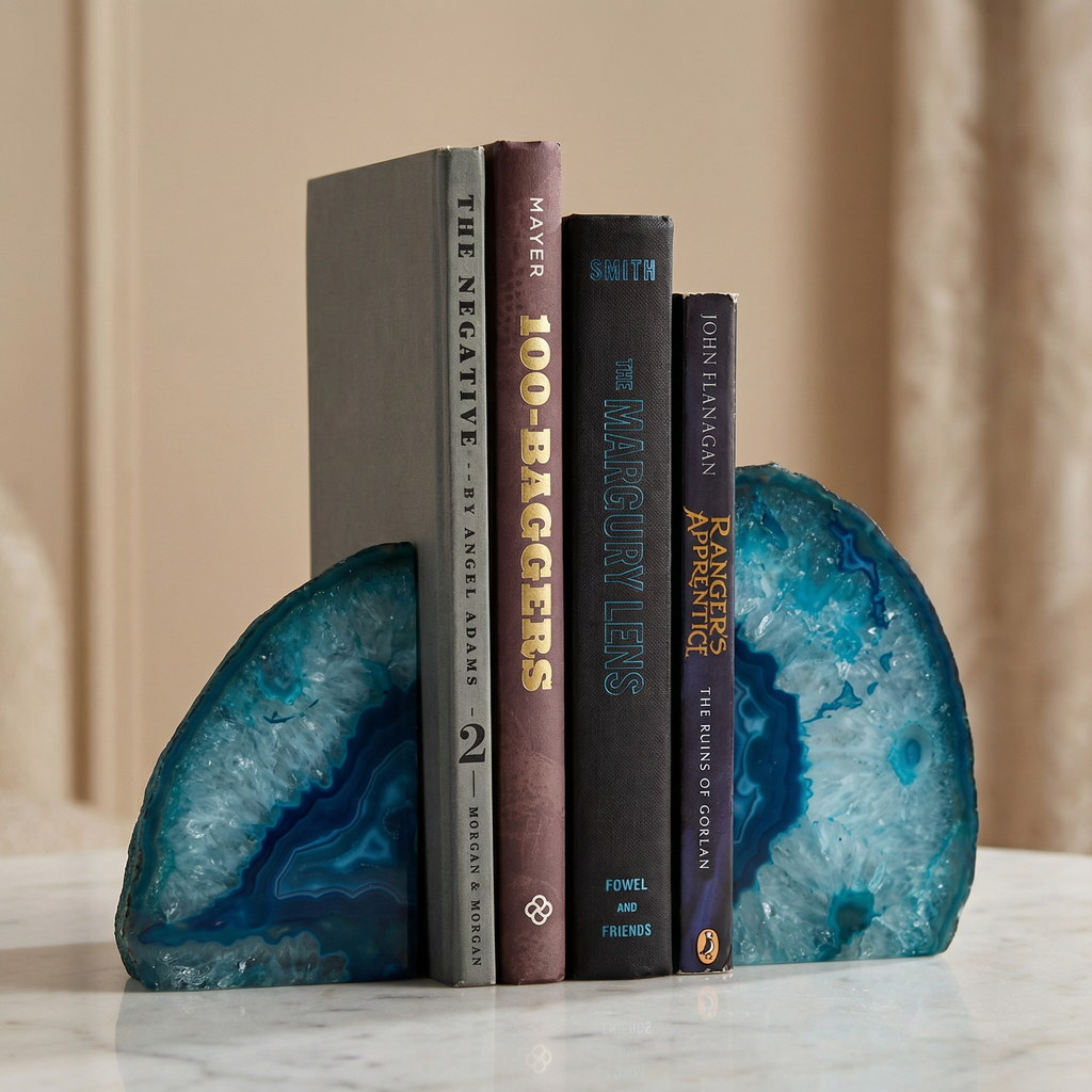 Blue Agate Bookend 2-Piece Set