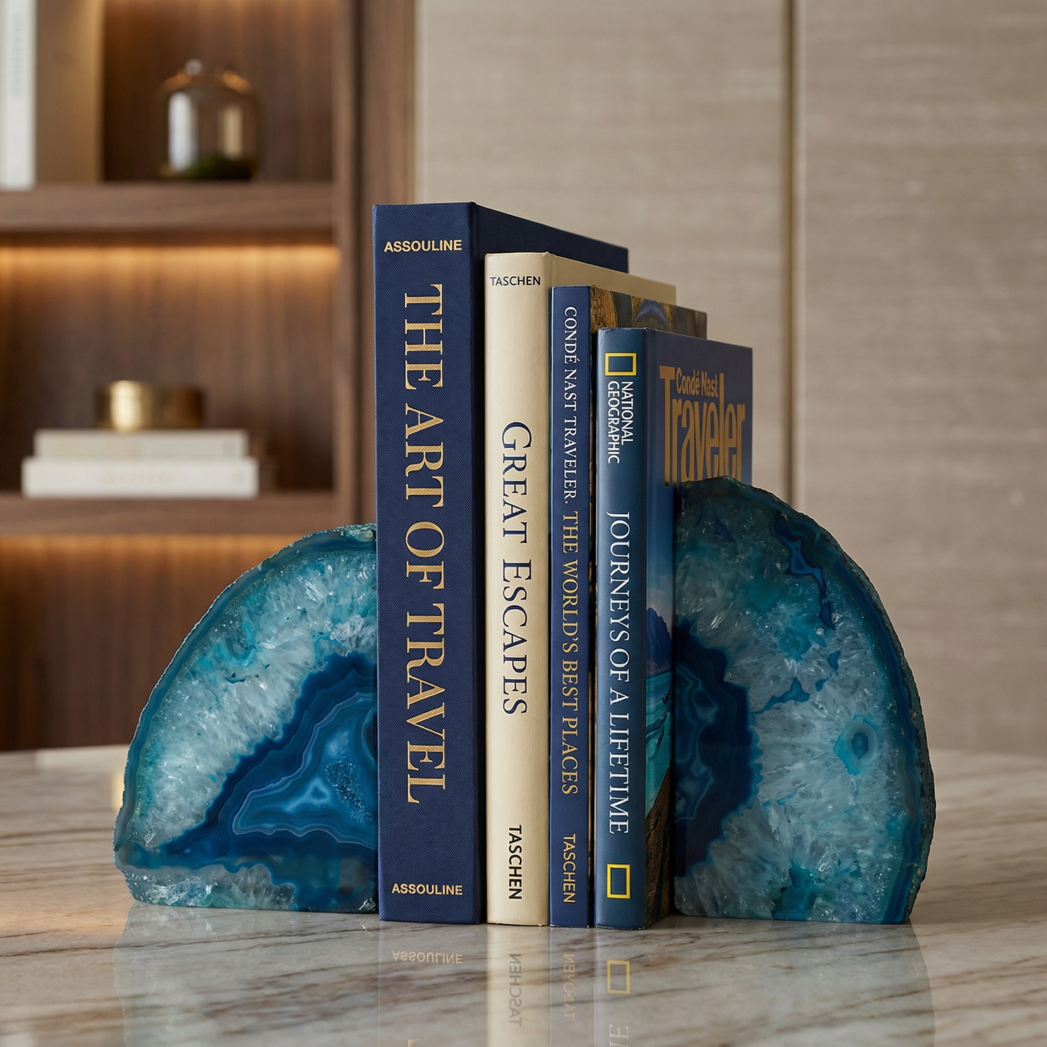 Blue Agate Bookend 2-Piece Set