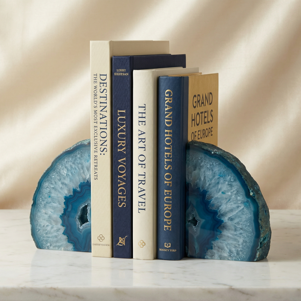 Blue Agate Bookend 2-Piece Set