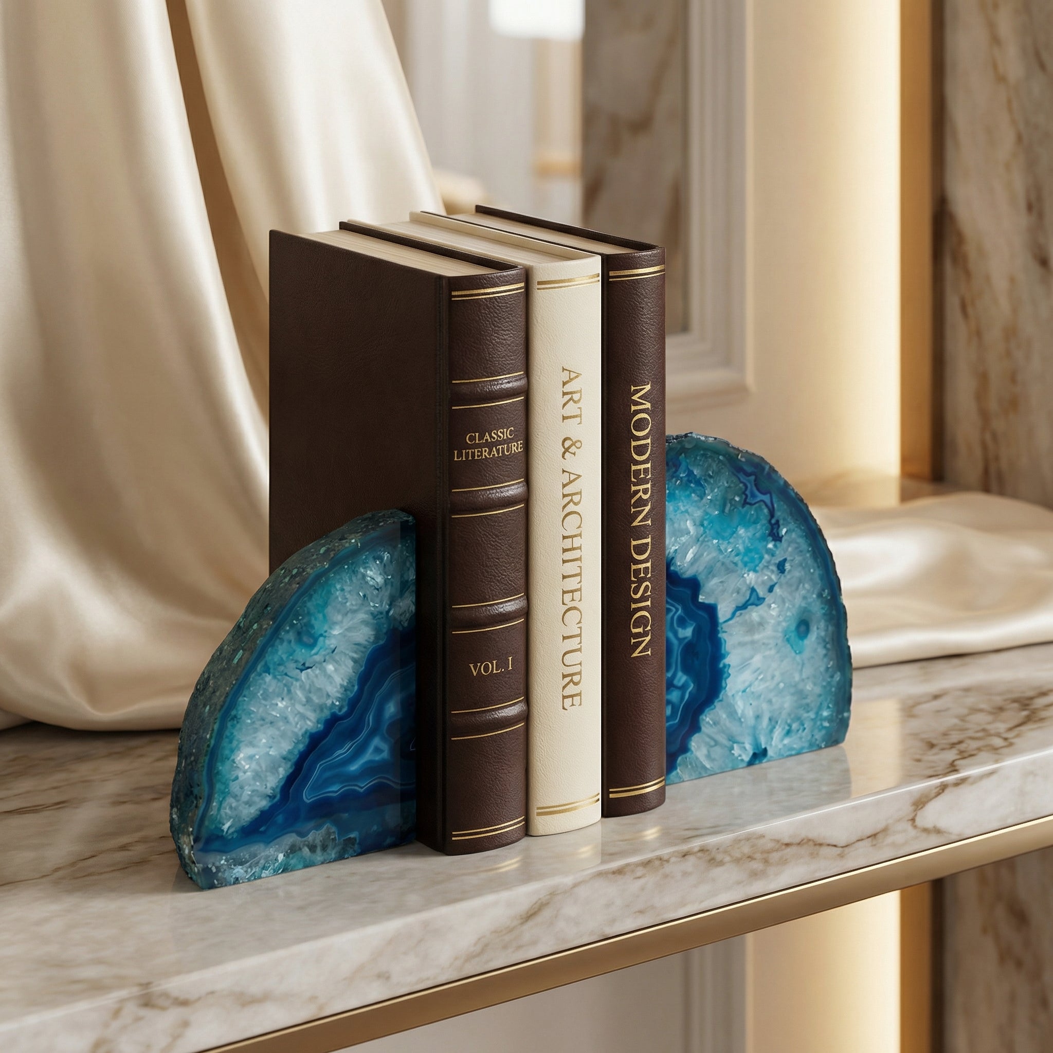 Blue Agate Bookend 2-Piece Set