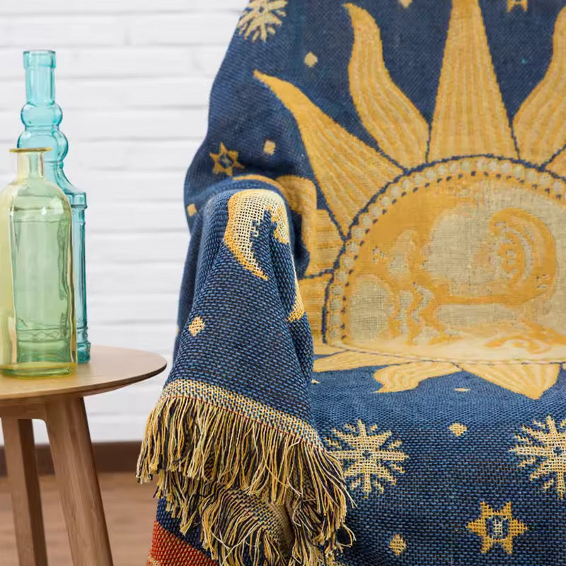 Celestial Sun & Moon Woven Blanket