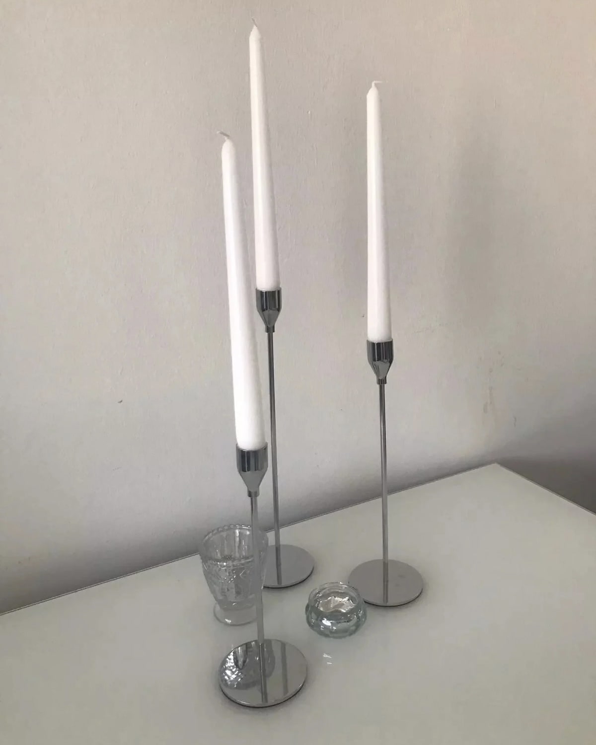 Metal Candle Holders Silver 3 pcs set