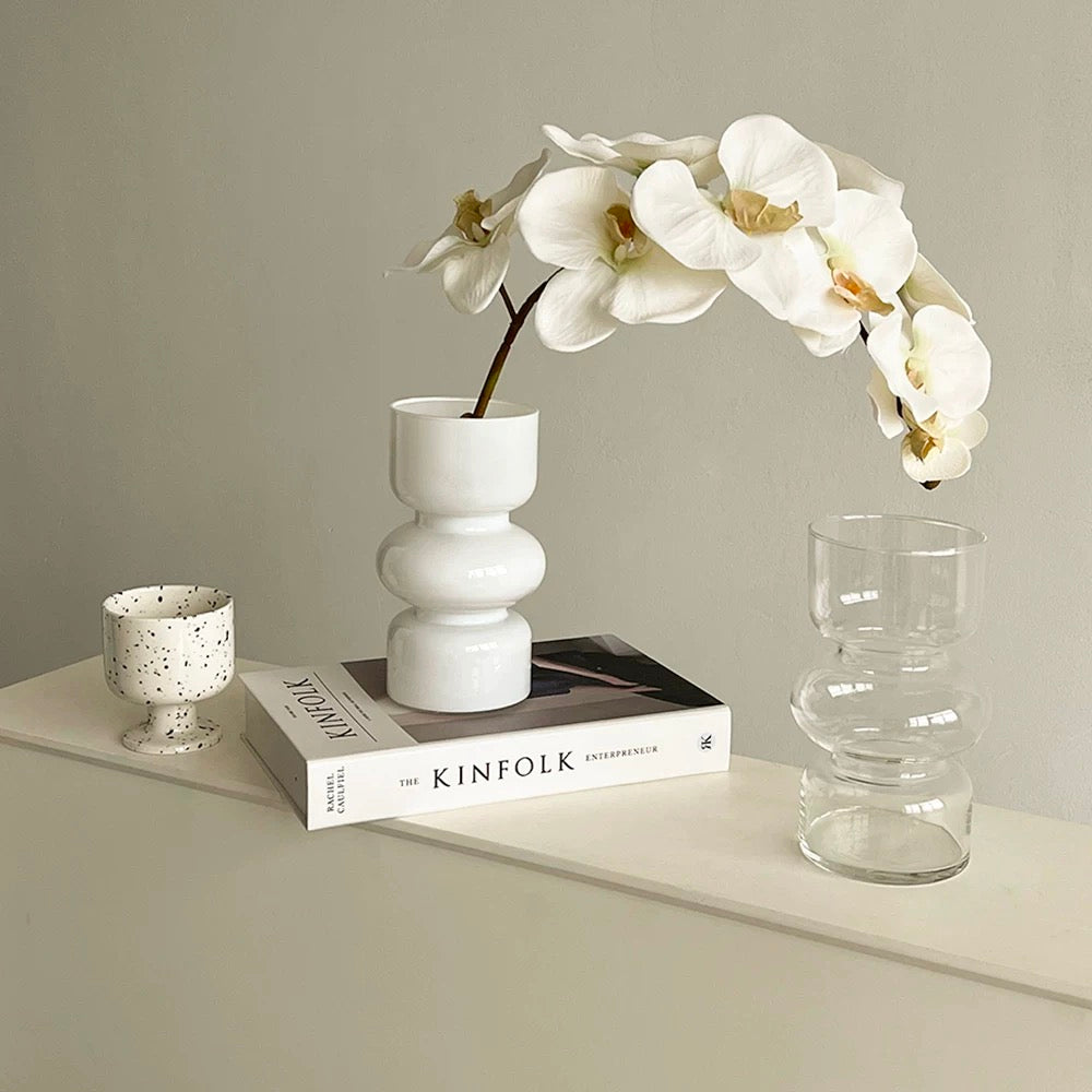 Pink Glass Vase White