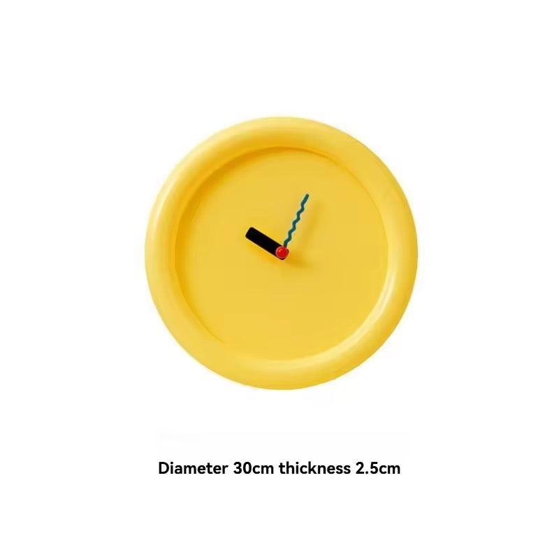 Retro Round Wall Clock Yellow