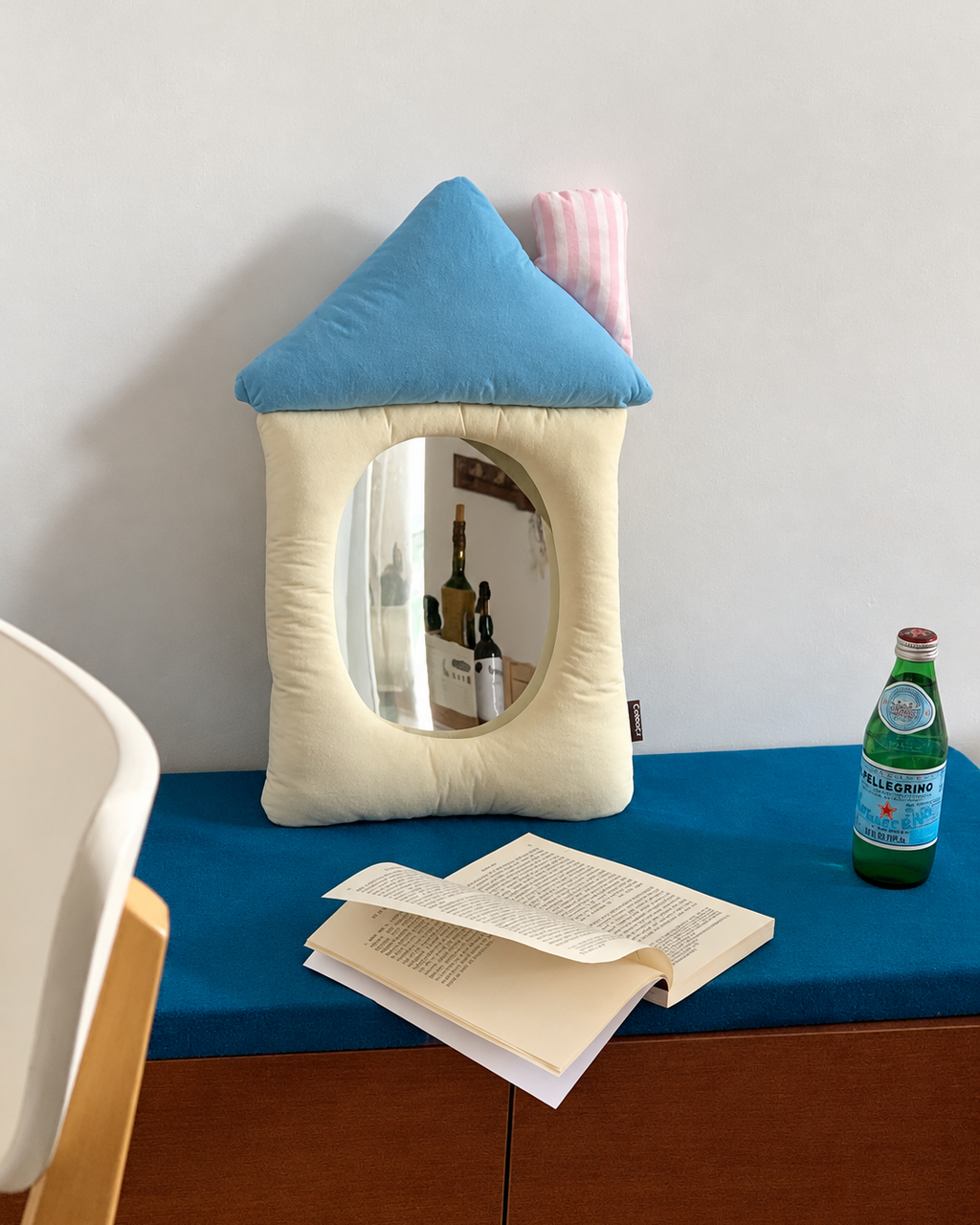 Padded Fabric Tabletop Mirror