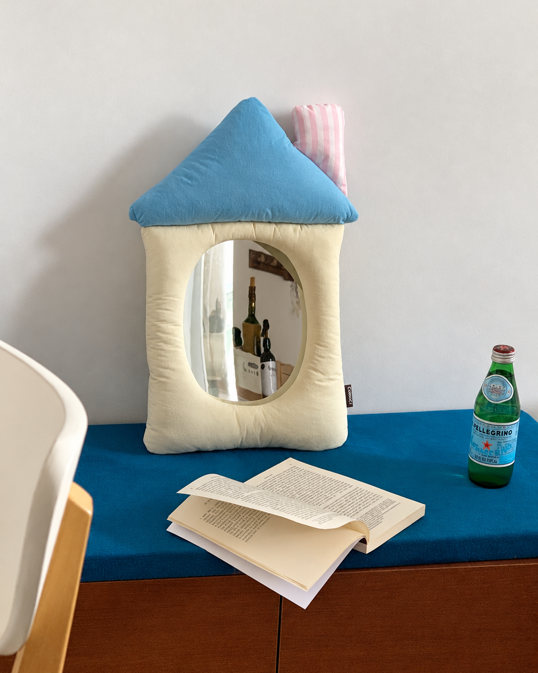 Padded Fabric Tabletop Mirror