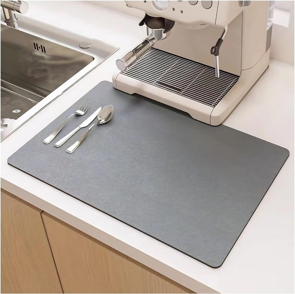 Quick Dry Kitchen Dish Mat | Highly Absorbent Gray