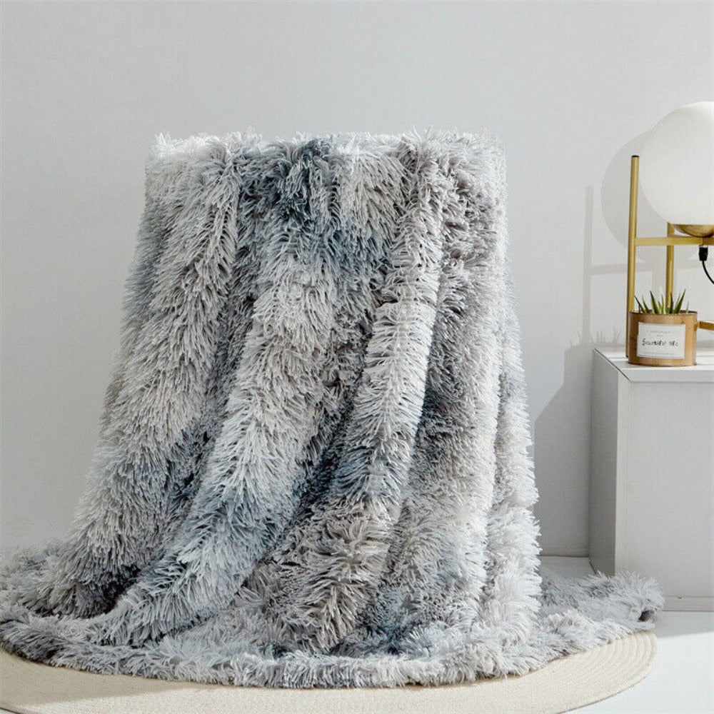 Fuzzy Faux Fur Blanket Throw Moonstone