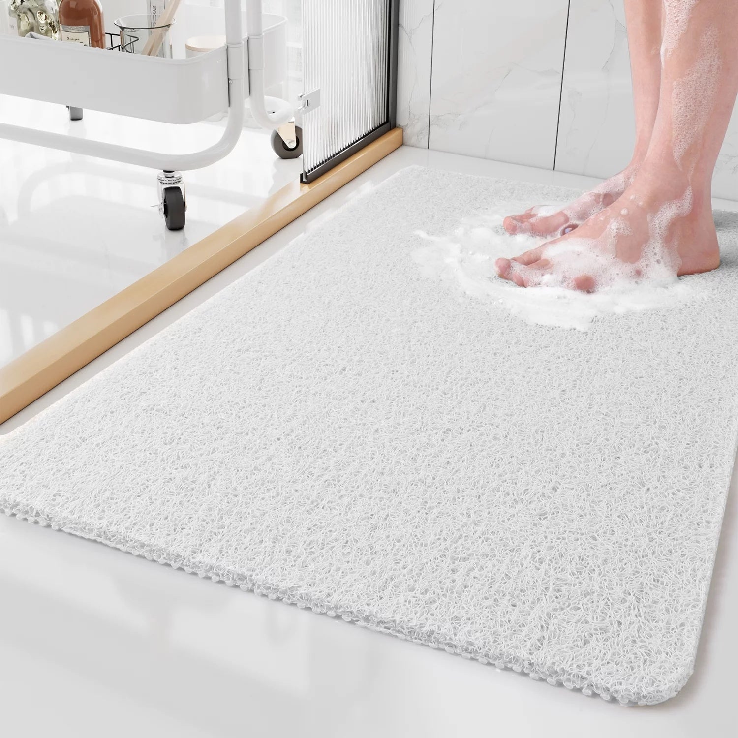 Safe Shower Mat | Non-Slip & Soft On Feet White