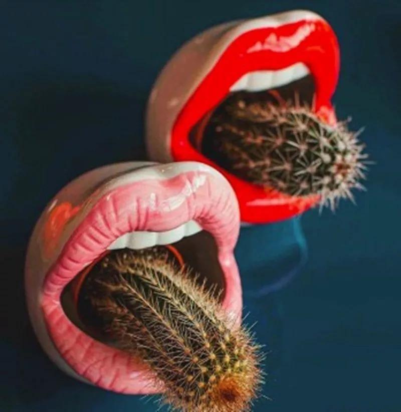 Smooch Lips Ceramic Planter