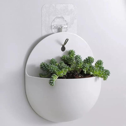 Angular Suspended Wall Planter White Circle