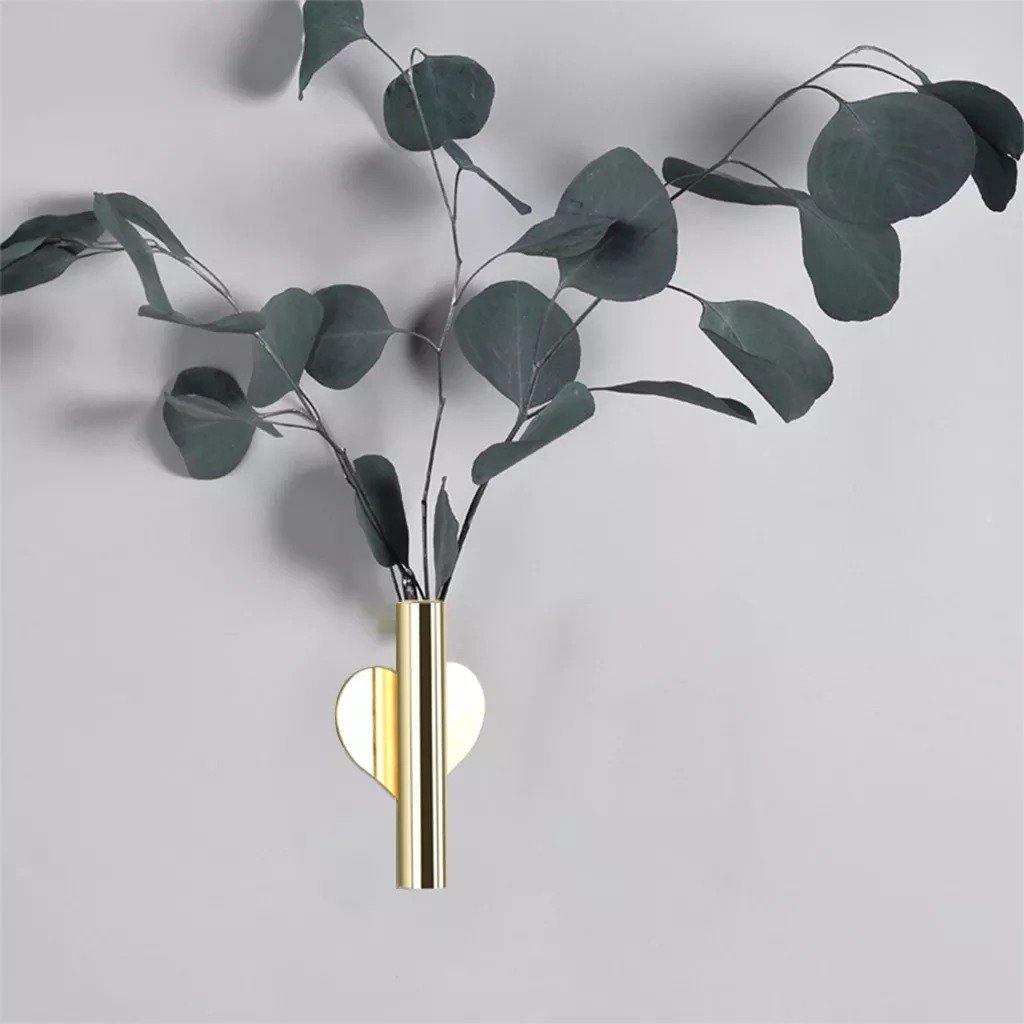 Sleek Metal Tube Vase Gold Heart