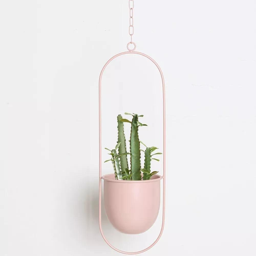AeroHalo™ - Metal Hanging Planter LightPink Oblong