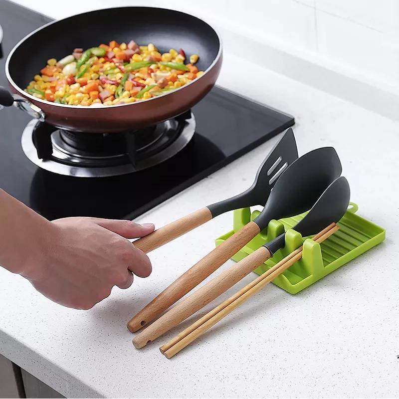 Anti-Slip Heat-Resistant Kitchen Utensil Holder Stand YellowGreen