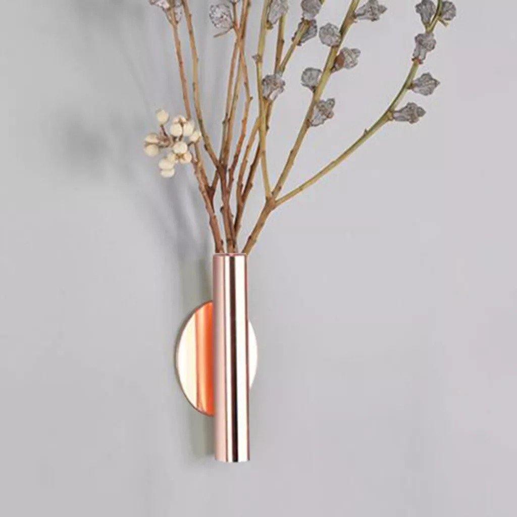 Sleek Metal Tube Vase Salmon Round