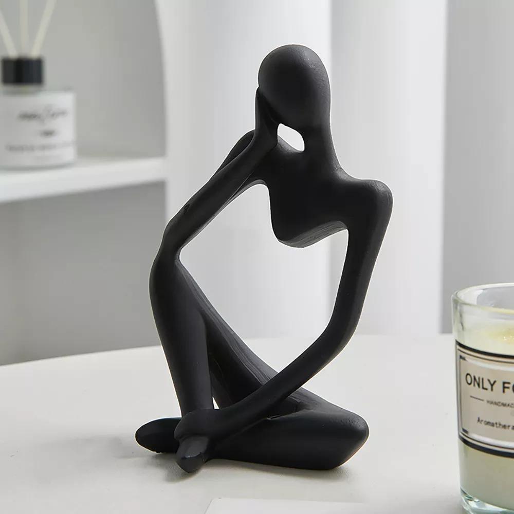 Mindful Abstract Statue Black Pensive